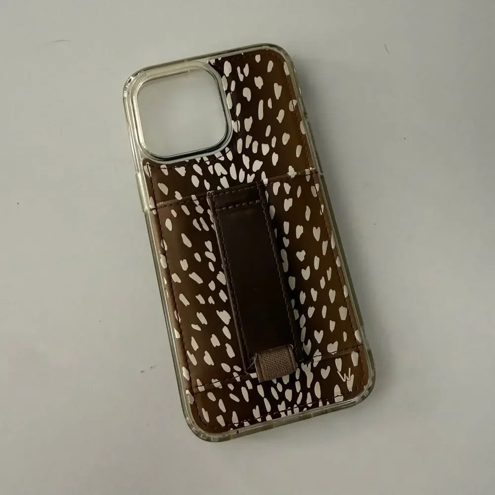 Walli iPhone 14 Pro Max Case Brown Cream Hunting Print Wallet & Strap